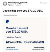 my gazelle payment confirmation