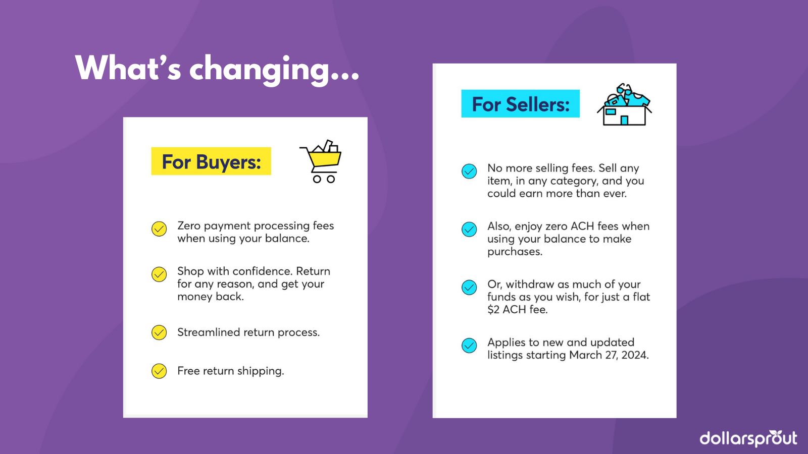 visual comparing the different between mercari's old and new seller fee system based on their announcement