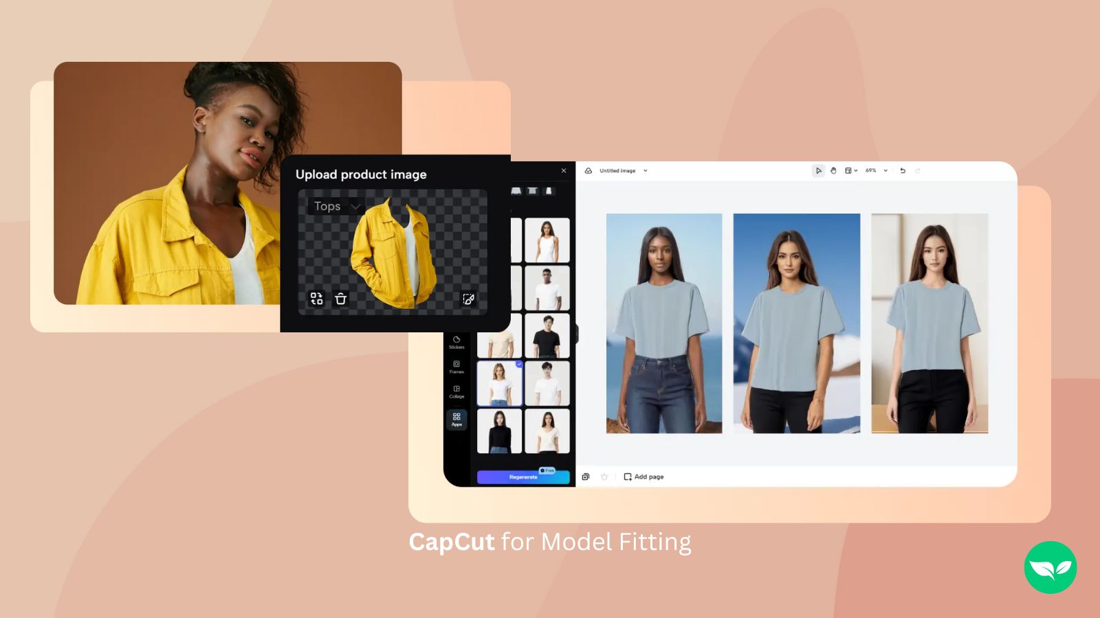 Screenshots from CapCut showing their Model Fitting feature.
