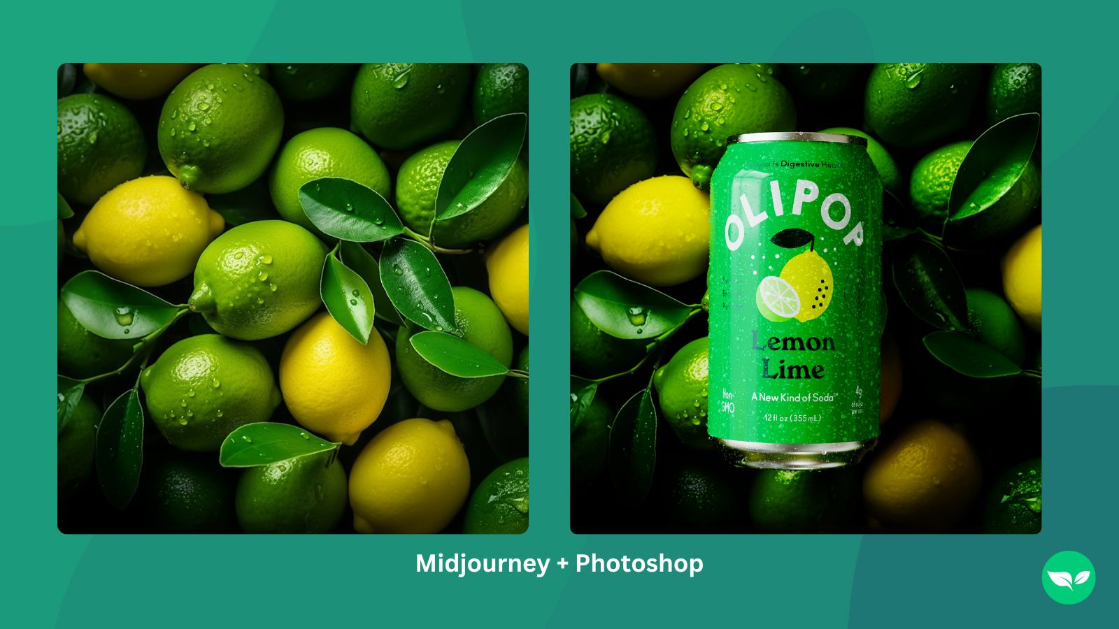 Infographic showing how Midjourney and Photoshop can be used to create product photos for ecommerce.