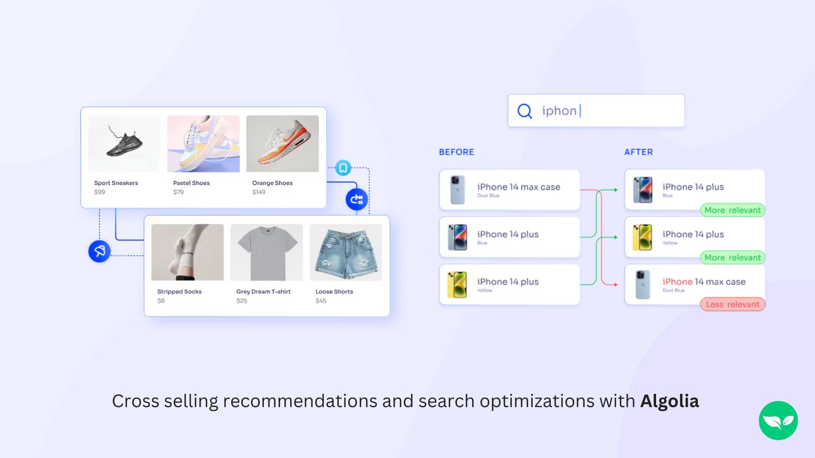 Screenshot showing how Algolia can be used for ecommerce website optimizations.