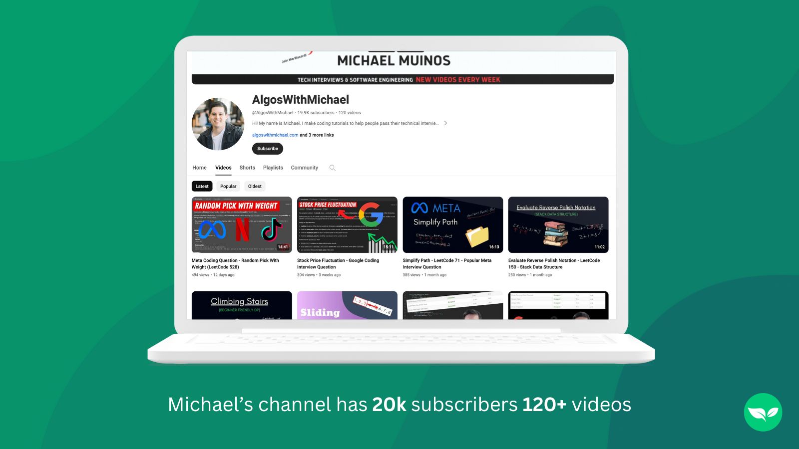 Screenshot of the Algos with Michael YouTube channel
