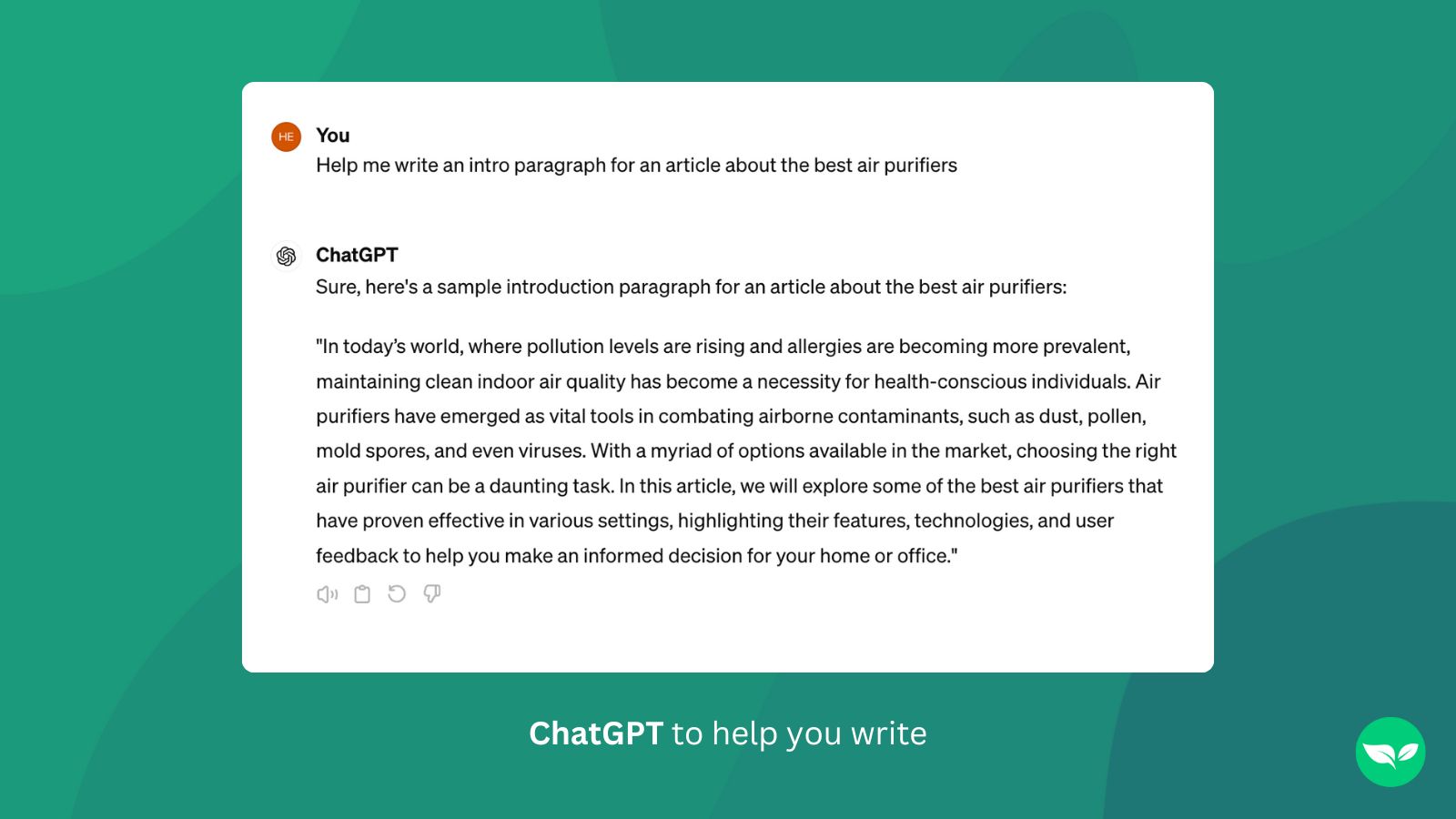 A screenshot showing a user asking ChatGPT for help writing the intro paragraph for a web article.