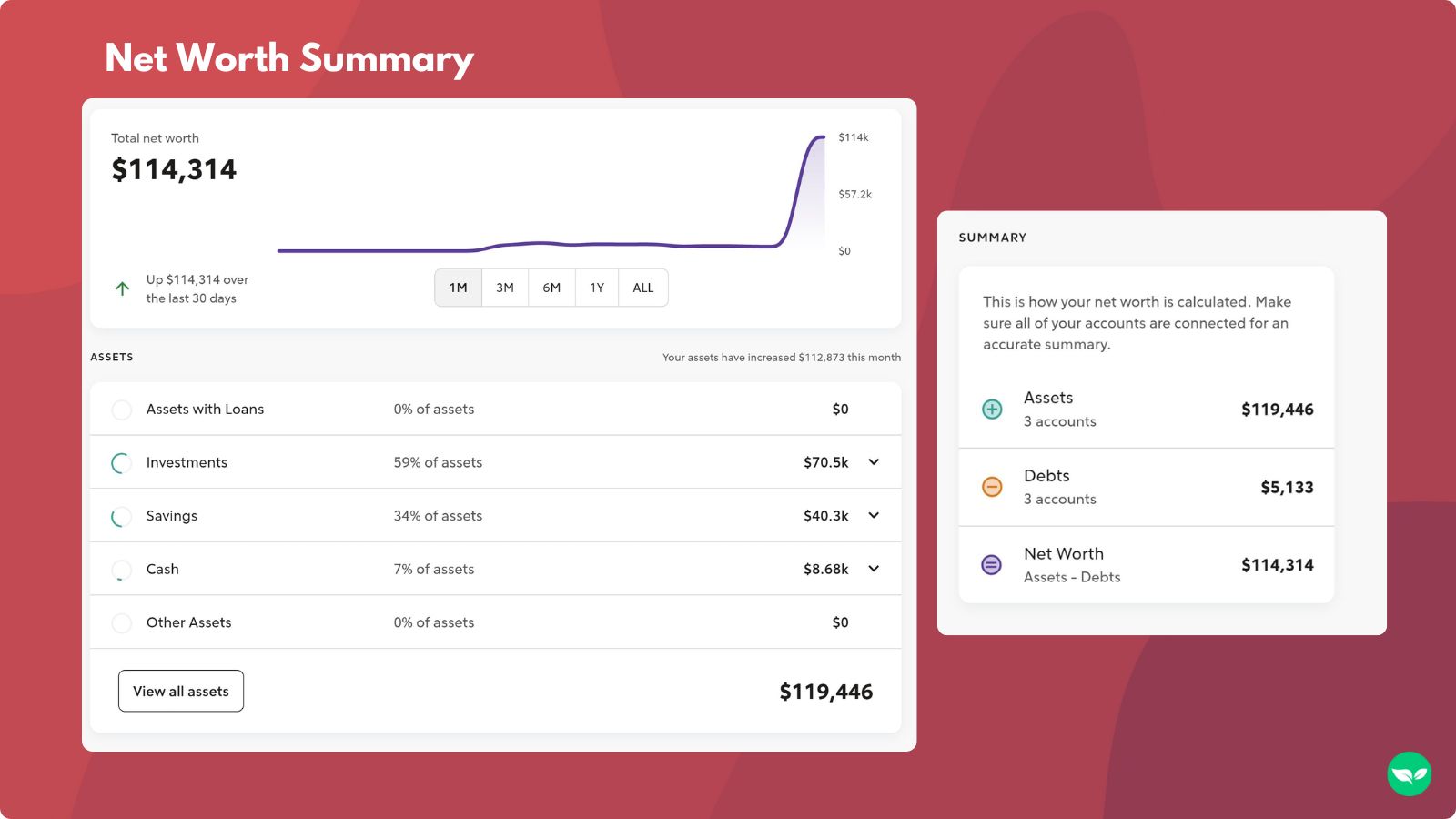 net worth tracking feature