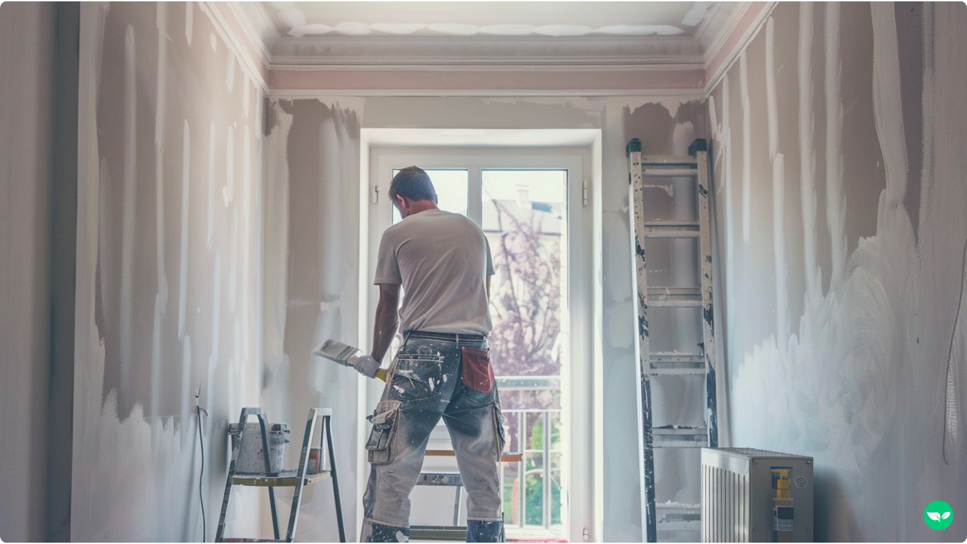 man painting a house interior
