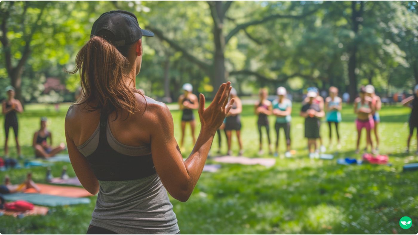 female outdoor fitness instructor