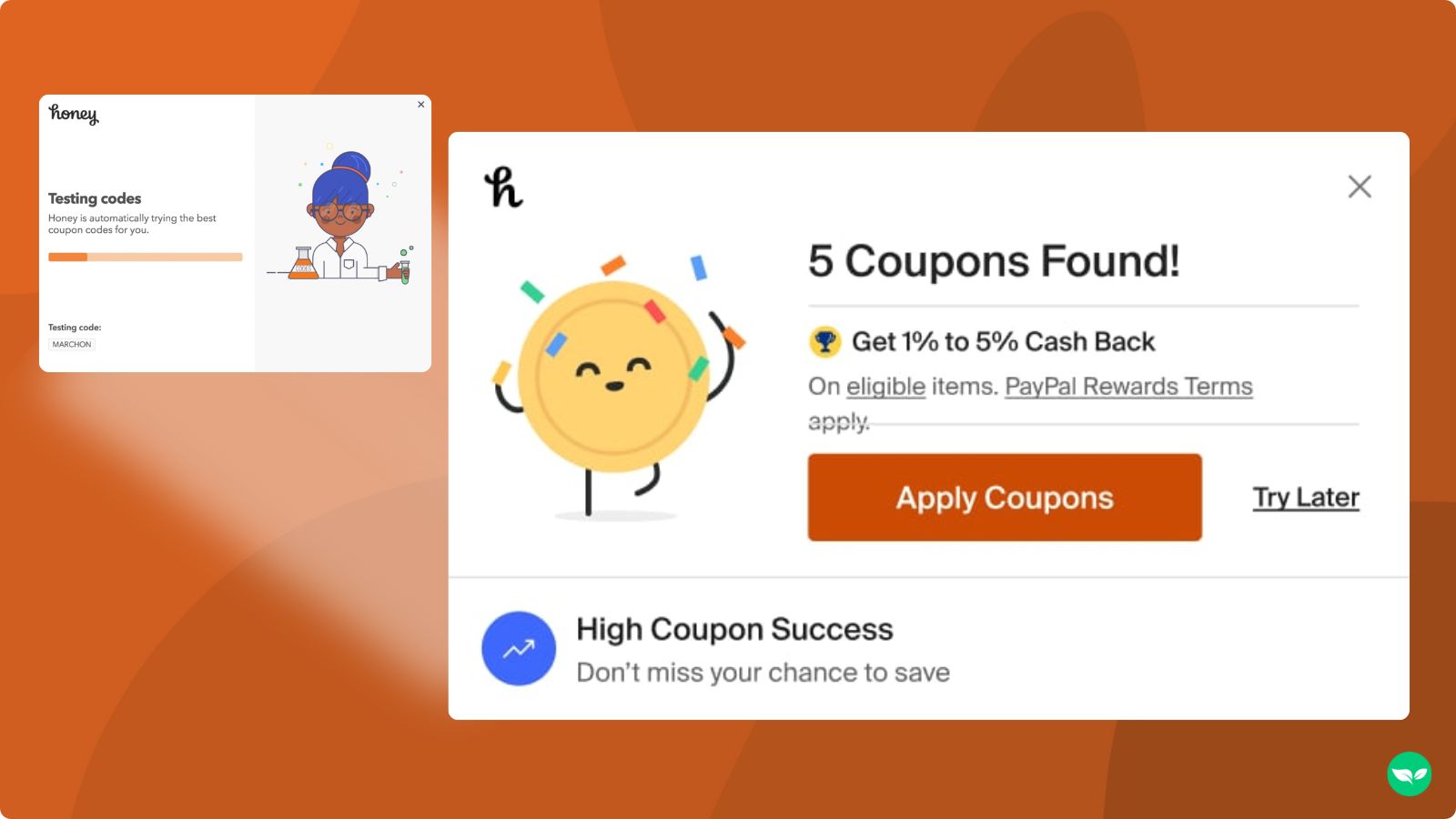 one of my favorite features of honey is its automatic coupon code application, the savings from which often exceed the additionally offered cash back rates