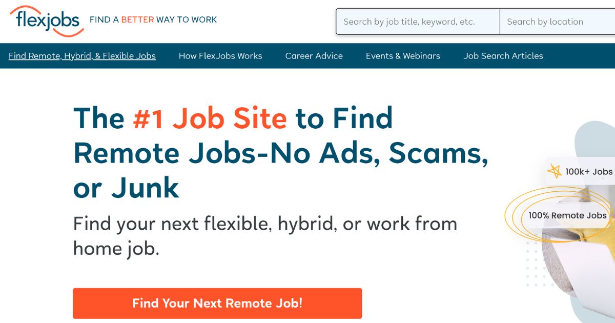 FlexJobs homepage