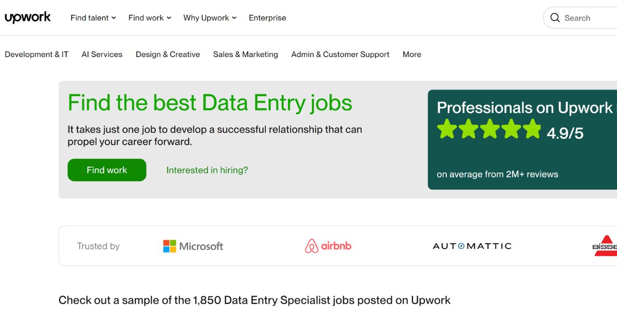 upwork data entry jobs