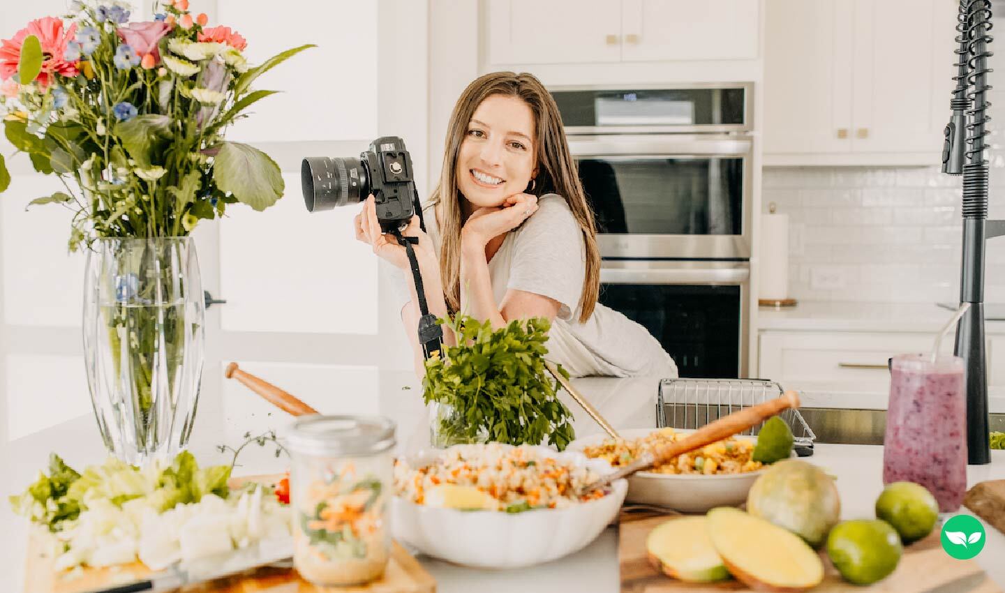 Allison photographing food in a well-curated scene