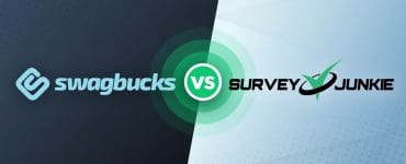 Swagbucks vs Survey Junkie comparison graphic with app logos and VS icon in the center
