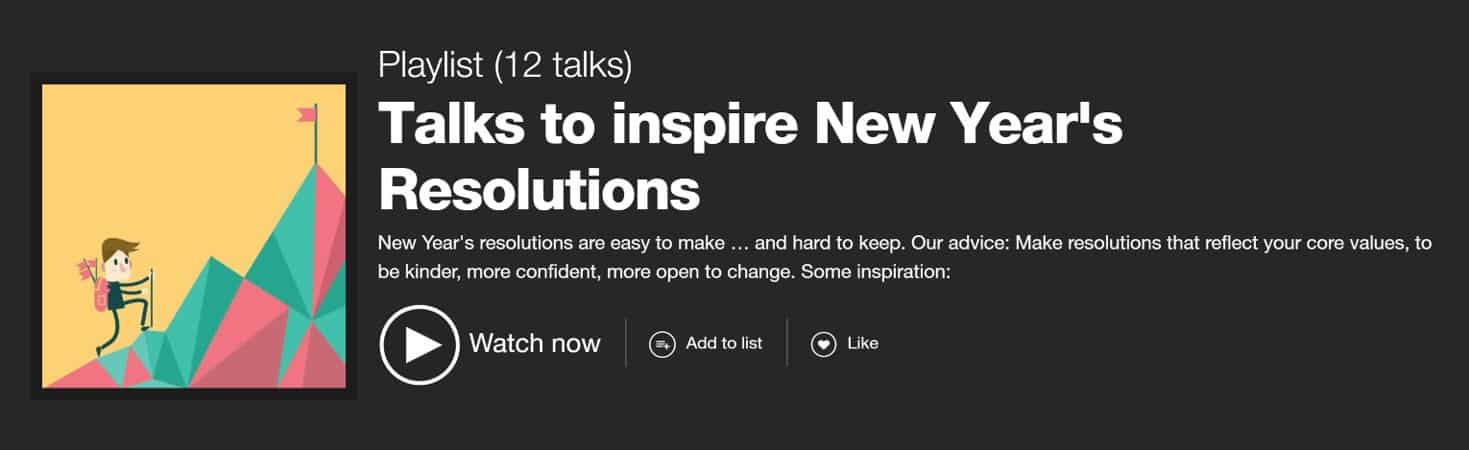 TED talks to inspire new year's resolution ideas